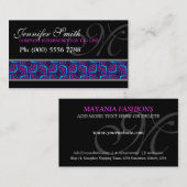 Motif rose moderne sur Cartes de visite noirs (Devant / Derrière)