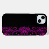 Motif rose moderne sur iPhone noir 15 Plus Coque (Verso (horizontal))