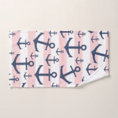 Motif rose nautique d'ancre de bleu marine de (Serviette à main)