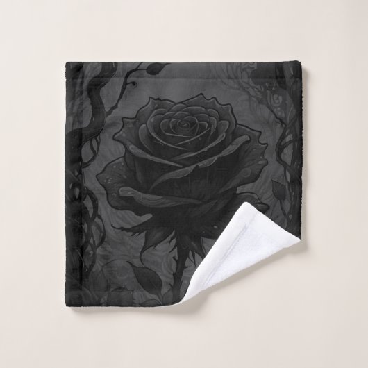 Motif Rose noir (Gant de toilette)