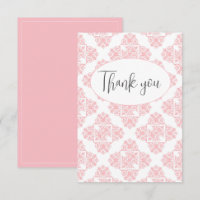 Motif rose Pastel Damask Carte de remerciements pl