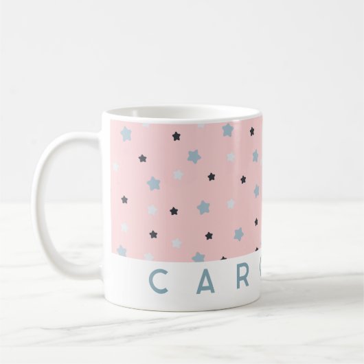 Motif Rose Star Cute Nom personnalisé Mug (Gauche)