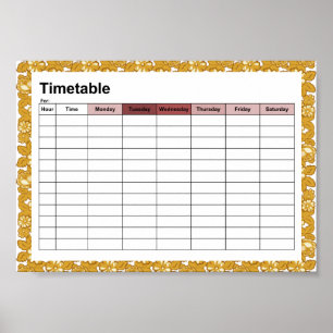 motif rose Sur l'horaire des cours affiches "din A