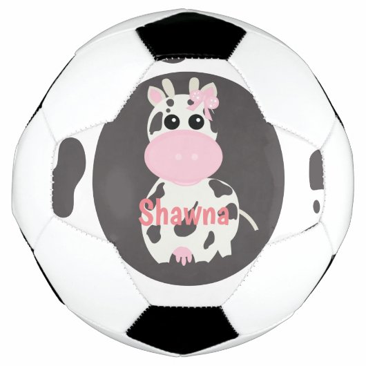 Motif rose Vache mignon Monogramme Nom Bal de Foot (Devant)