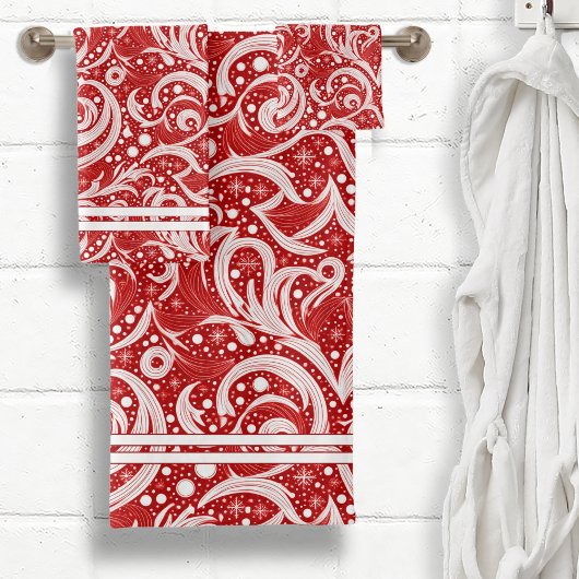 Motif rouge Abstrait de flocon de neige #10 ID1009