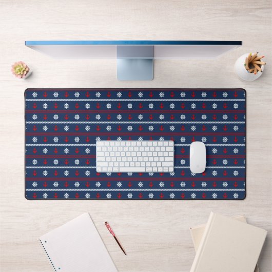 Motif Rouge Blanc Et Bleu Océan (Bureau 1)