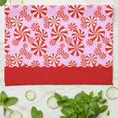Motif rouge blanc Peppemint sur serviette de cuisi (Plié)