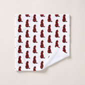 Motif rouge Cat (Gant de toilette)