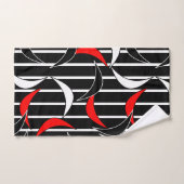 Motif rouge contemporain de noir moderne d'abrégé (Serviette à main)