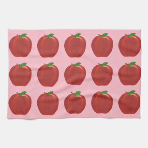 Motif Rouge Pommes Vert Feuille Serviettes de cuis