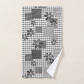 Motif rustique en patchwork noir et blanc rétro (Serviette à main)
