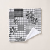 Motif rustique en patchwork noir et blanc rétro (Gant de toilette)