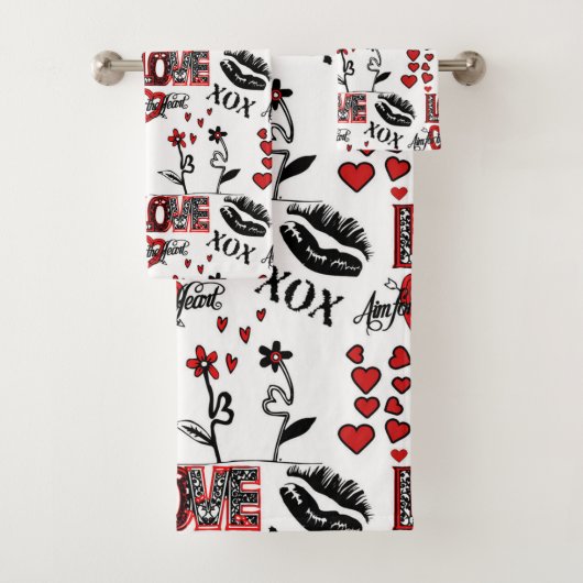 Motif Saint-Valentin Rouge Noir Blanc (En situation)