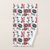 Motif Saint-Valentin Rouge Noir Blanc (Serviette à main)