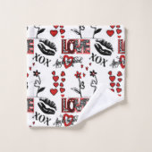 Motif Saint-Valentin Rouge Noir Blanc (Gant de toilette)