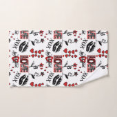 Motif Saint-Valentin Rouge Noir Blanc (Serviette à main)