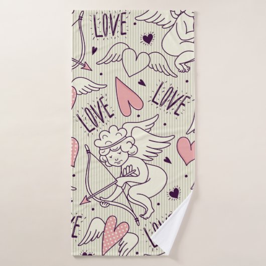 Motif sans couture avec anges. St-Valentin. Lov (Serviette de bain)