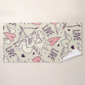 Motif sans couture avec anges. St-Valentin. Lov (Serviette de bain)