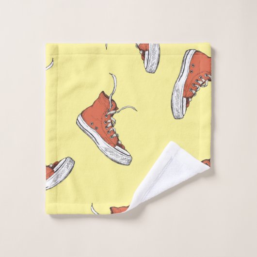 Motif sans couture avec baskets rouges vintages, m (Gant de toilette)