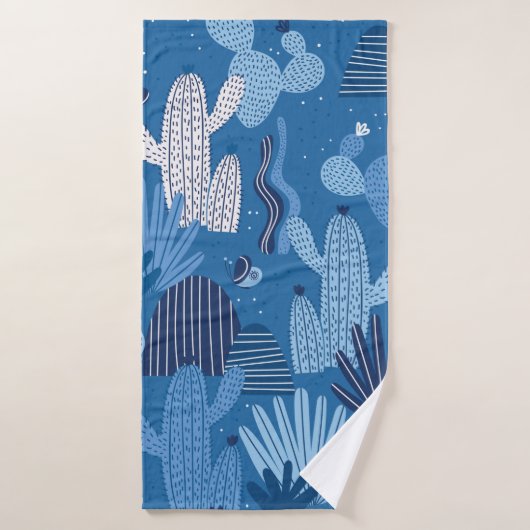 Motif sans couture avec cactus. Motif d'été, ca (Serviette de bain)