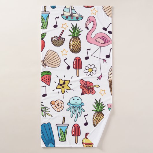 Motif sans couture avec des éléments d'été. illust (Serviette de bain)