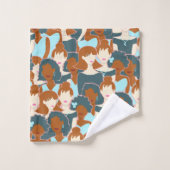 Motif sans couture avec des filles noires et des f (Gant de toilette)