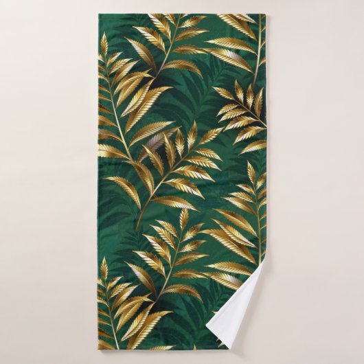 Motif sans couture avec des fougères dorées (Serviette de bain)