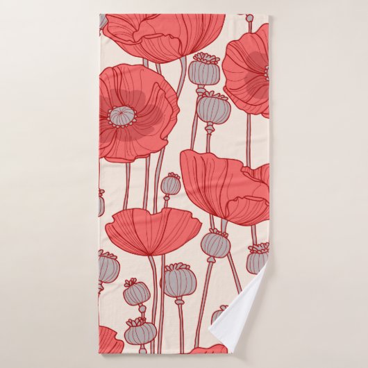Motif sans couture avec des pavots. (Serviette de bain)