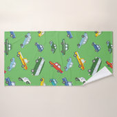 Motif sans couture avec des voitures à main retro (Serviette de bain)