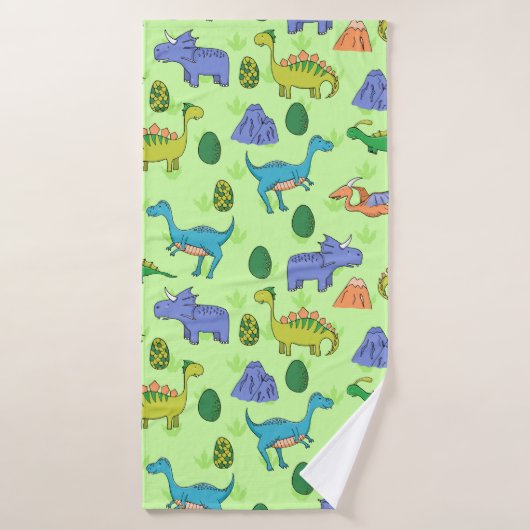 Motif sans couture avec différents dinosaures mign (Serviette de bain)