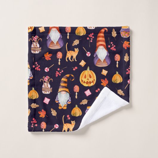 Motif sans couture avec éléments Halloween vintage (Gant de toilette)