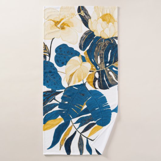 Motif sans couture avec feuilles tropicaux et fleu (Serviette de bain)