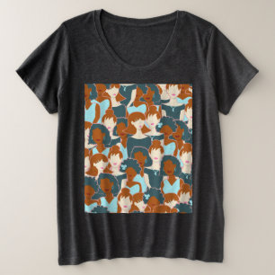 Motif sans couture avec filles noires et blanches