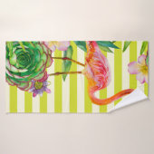  motif sans couture avec flamant rose et tr exotiq (Serviette de bain)