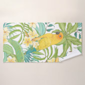 Motif sans couture avec fleurs Plumeria, feuilles  (Serviette de bain)