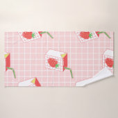 Motif sans couture avec lait de fraise caricaturé  (Serviette de bain)