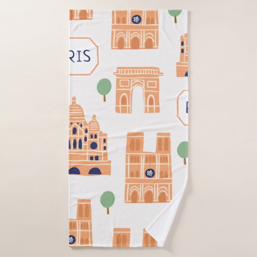 Motif sans couture avec les monuments parisiens (Serviette de bain)