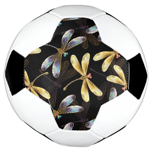 Motif sans couture avec libellules d'or (Tourné)