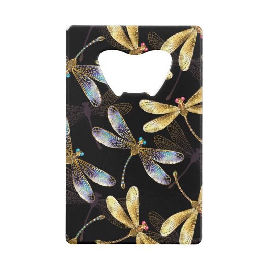 Motif sans couture avec libellules d'or (Devant)