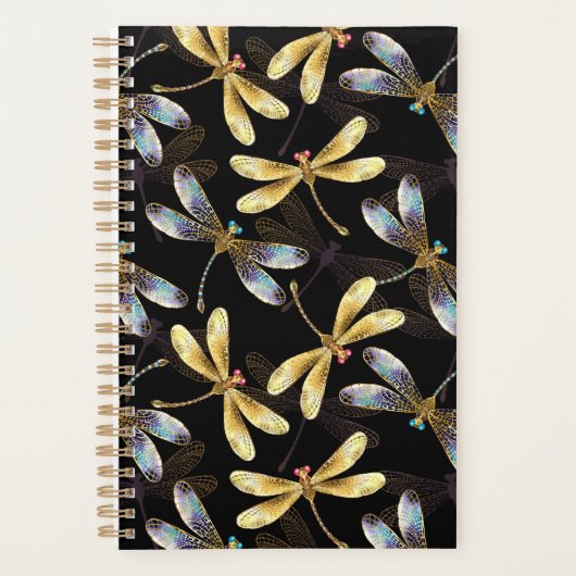 Motif sans couture avec libellules d'or (Devant)