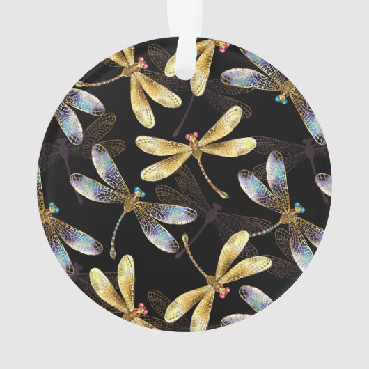 Motif sans couture avec libellules d'or (dos)