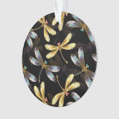 Motif sans couture avec libellules d'or (devant)