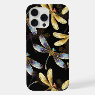 Motif sans couture avec libellules d'or