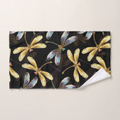 Motif sans couture avec libellules dorées (Serviette à main)