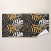 Motif sans couture avec or, argent plante tropical (Serviette de bain)