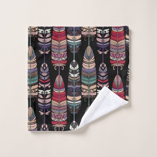 Motif sans couture avec plumes d'oiseaux. L'art tr (Gant de toilette)