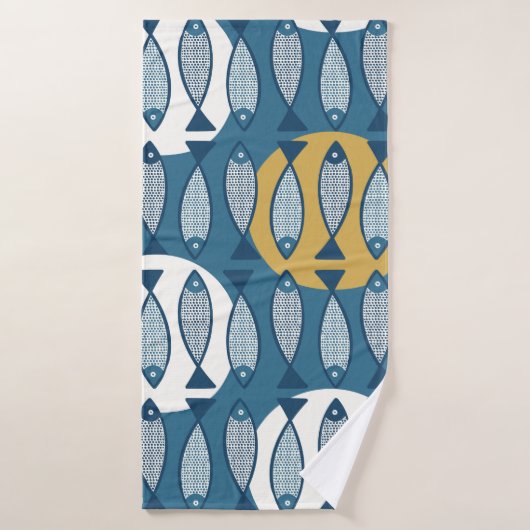 Motif sans couture avec poisson bleu inspiré de sc (Serviette de bain)