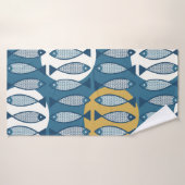 Motif sans couture avec poisson bleu inspiré de sc (Serviette de bain)