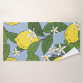 Motif sans couture de branches avec citrons, vert (Serviette de bain)