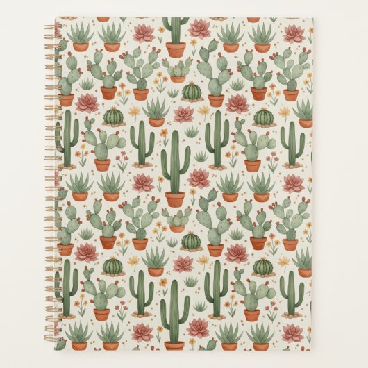 Motif sans couture de cactus de désert succulent (Devant)